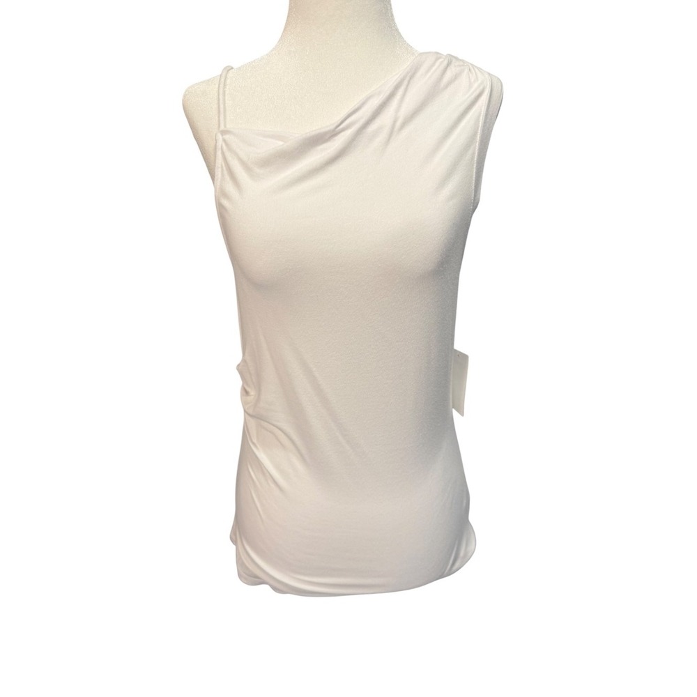 19 Cooper Womens White Asymmetrical Draped One Shoulder Top Size L TSC7107-01
